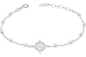 Joyaris Pulsera de Plata Ley .925 Nudo Bruja con Bolitas Diamantadas Ajustable - Brazalete amuleto de protección y buena suerte para mujer, joya de plata esterlina genuina, duradera y brillante.
