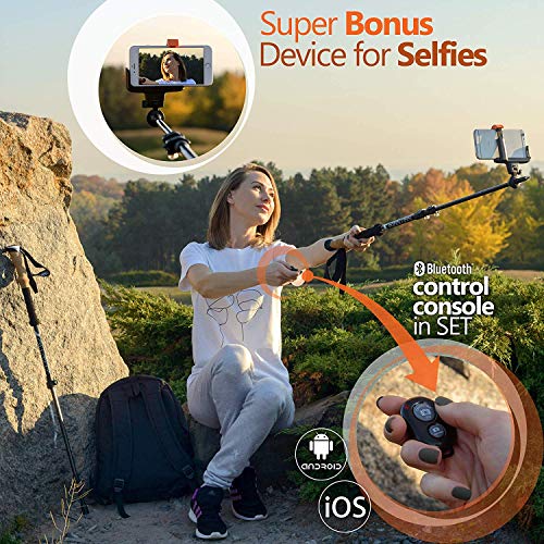Selfie Phone Holder with Camera Shutter Bluetooth Remote Control for All Trekking Hiking and Walking Pole Sticks