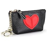 WBQMUNY Women's Soft Leather Coin Purse with KeyChain, Small Pouch with Zipper for Women Wallet