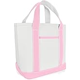 DALIX 14" Mini Small Cotton Canvas Party Favor Wedding Gift Tote Bag in Pink