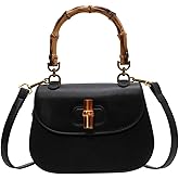 Women's Leather Tote Handbags,Bamboo Shaped Top Handle Satchel Crossbody Bag Vintage Shoulder Bag