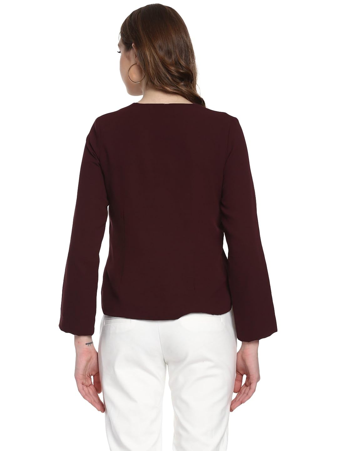 stylestone (3291mrndiagblazer)-maroon polyester blazer jacket cum top