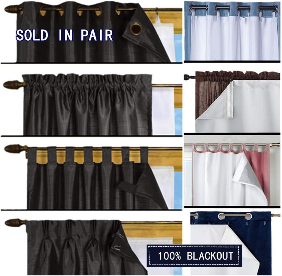 ComforHome Blackout Liner for Window Curtain Multi-Use for Different Window Panel Drapes Blackout Liner for Living Room White 45 Inch by 113 Inch（2 Panels）