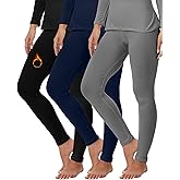 Patelai 3 Pack Women Fleece Lined Leggings Thermal Winter Tights Low Waisted Thick Underwear Bottom Warm Base Layer Pants