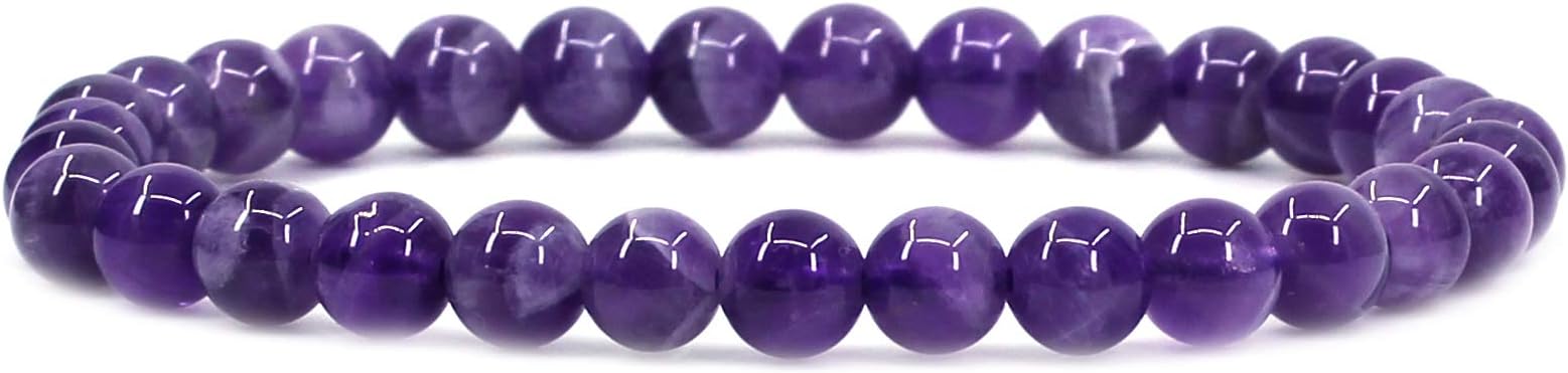 Gem Semi Precious 6mm Round Beads Rock Crystal Jasper Stretch Bracelet 7 Inch