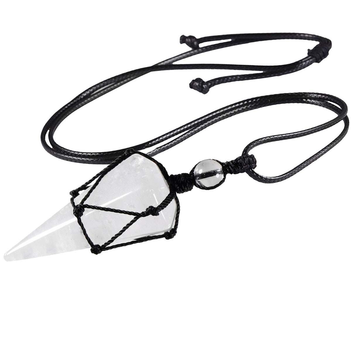 mookaitedecor Natural Clear Quartz Crystal Point Pendant Necklace for Women Men, Hexagonal Clear Crystal Necklace Semi Precious Stone Necklace Healing Crystal Reiki Chakra Birthday Jewellery Gift