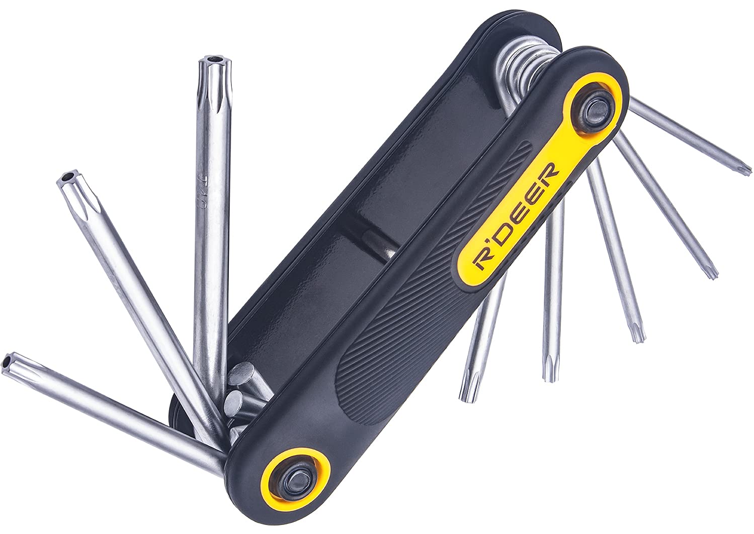 R'DEER 8 in 1 Folding Tamper Proof Torx Key Set Pocket Portable Tamper-Resistant Security Star Wrench Kit Sizes T-9 to T-40