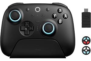 8BitDo Ultimate 2 Bluetooth Controller with TMR Joysticks for Switch, Windows PC, Gaming Controller with Switchable Hall Effect/Tactile Triggers, RGB Fire Ring, Charging Dock,Vibration and Motion control (Black, Ultimate 2 Bluetooth)