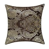 Euphoria Home Decorative Cushion Cover Throw Pillow Case Shell Luxury Gold Brown Paisley Floral Jacquard 18