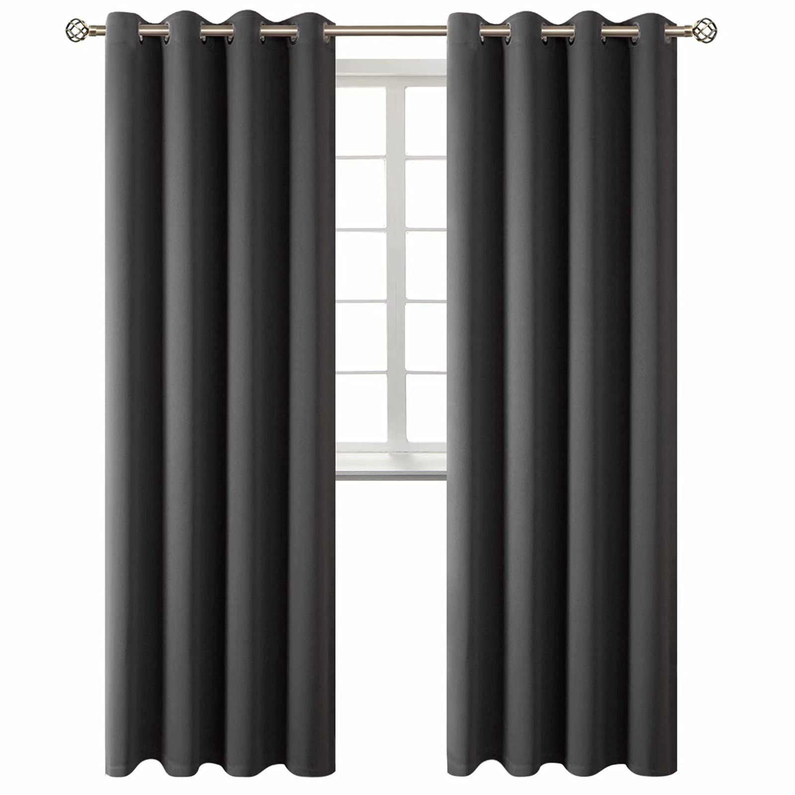 BGment Blackout Curtains for Living Room - Thermal Insulated Curtains for Bedroom, Set of 2 Panels 52 x 96 inches, Dark Gray — image 1
