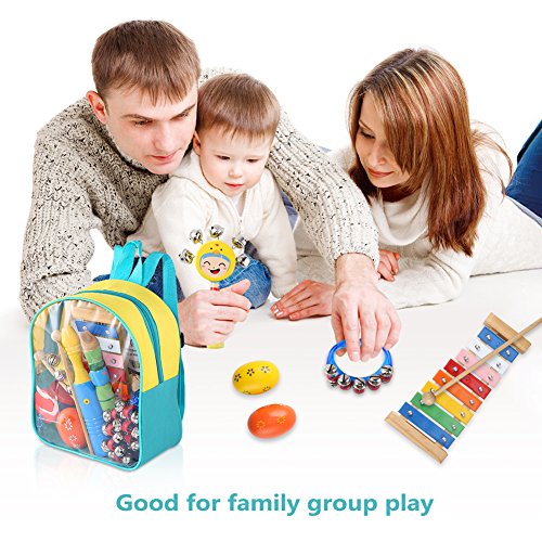 YISSVIC Kids Musical Instruments 13Pcs Xylophone Set Preschool Educational Toy with Storage Backpack