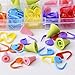 EBOOT 60 Pieces Knitting Crochet Locking Stitch Markers Mix Color and 20 Pieces 2 Sizes Knitting Needles Point Protectors/Stoppers