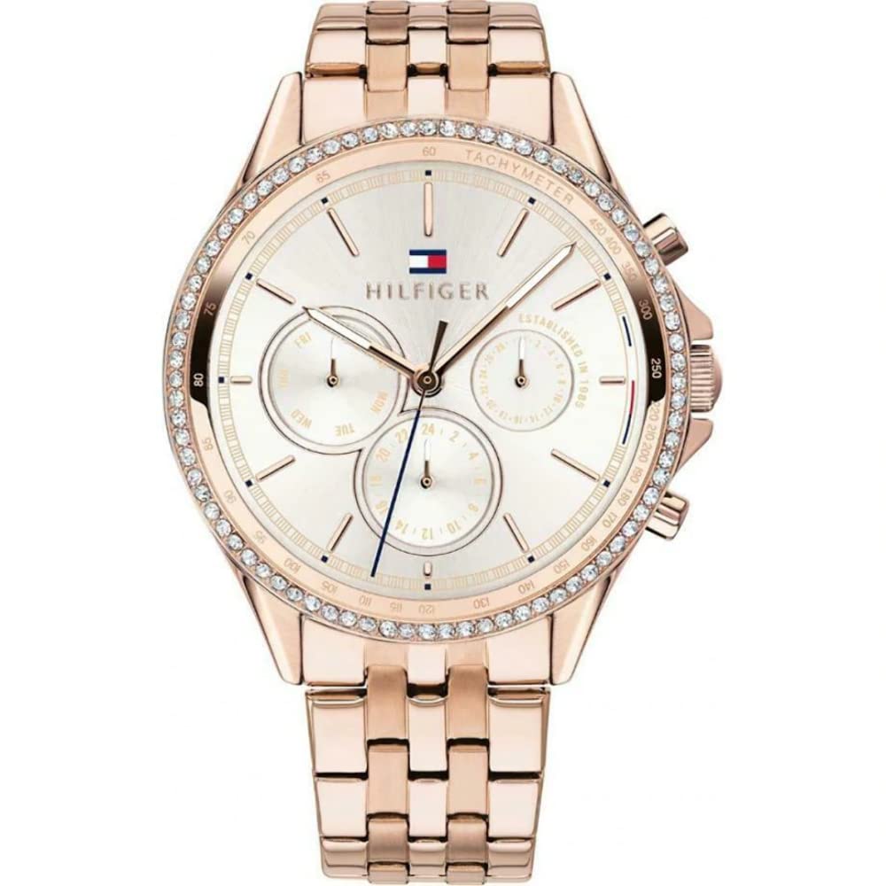 Tommy Hilfiger Analogue Multifunction Quartz Watch for women with Rose gold colored Stainless Steel bracelet - 1781978