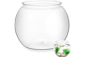POPETPOP Acrylic Fish Bowl 8-Inch Transparent Round Fish Tank for Desktop Decor Multi-Function Aquarium Bowl Suitable for Small Goldfish and Betta