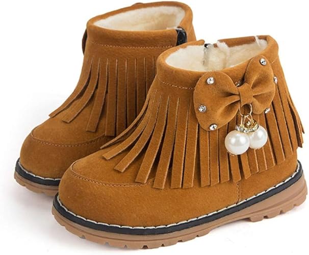Amazon ムートンブーツ キッズ 子供用 韓国風 厚手 保温性 リボン ショートブーツ 防寒靴 防寒シューズ 防寒ブーツ 女の子 男の子 ブーツ