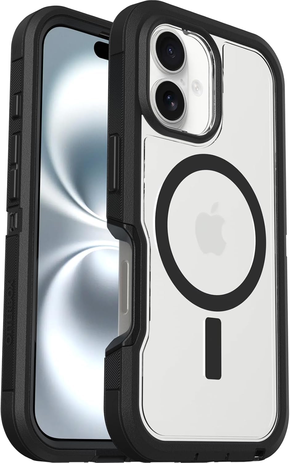 OtterBox iPhone 16 Phone Case Defender Series XT (Clear & Dark Side) Military-Grade Drop Protection, MagSafe, Shockproof Protective Phone Cover, Slim Fit with Raised Bezel, Non-Retail Packaging