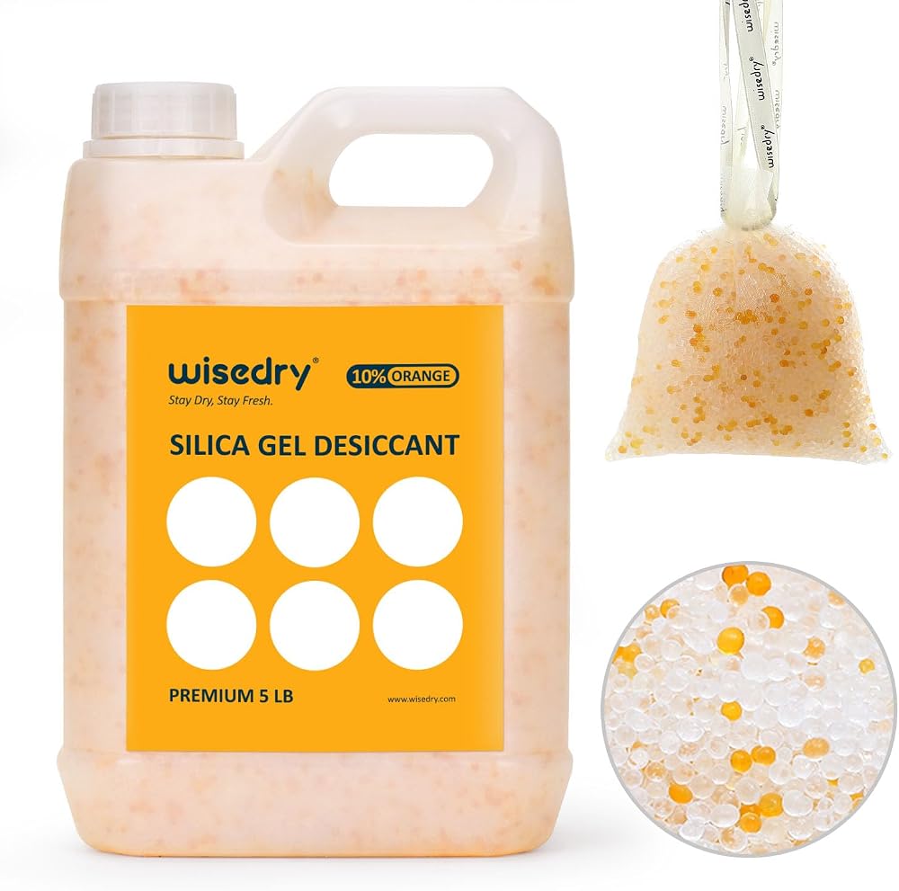 wisedry Silica Gel Beads Reusable 5 LBS Desiccant with 10 Organza Bags