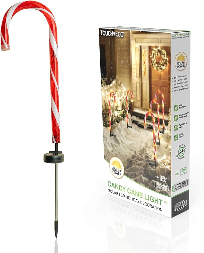 Solar LED Christmas Candy Cane Pathway Stake Marker Light Outdoor