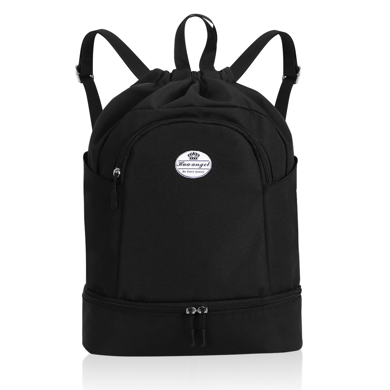 HUA ANGEL Unisex Drawstring Backpack Sports Gym Bag Drawstring Bag Weekend Daypack with Shoe Compartment for Women Men Basketball Football Outdoor Fitness Yoga Swimming Beach