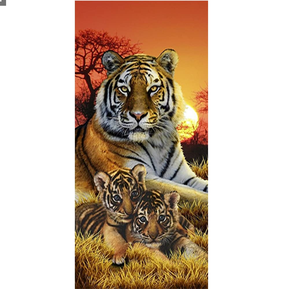Tiger Diamond Painting 50x110 cm (Inner 44x104 cm) DIY Diamond Painting by Numbers Tiger Children Big Diamond Art Tiger Diamond Art Baby Tiger Rhinestone Embroidery Cross Stitch Diamond Mosaic