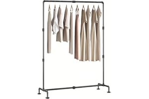 LooftMate Industrial Pipe Clothing Rack Free Standing,Heavy Duty Vintage Detachable Garment Rack with 4 Stable Feet for Hangi