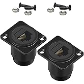 Poyiccot RJ45 Panel Mount Connector, 2-Pack D-Type RJ45 Pass Though Connector, Ethernet Cat6 Female to Female Coupler LAN Net