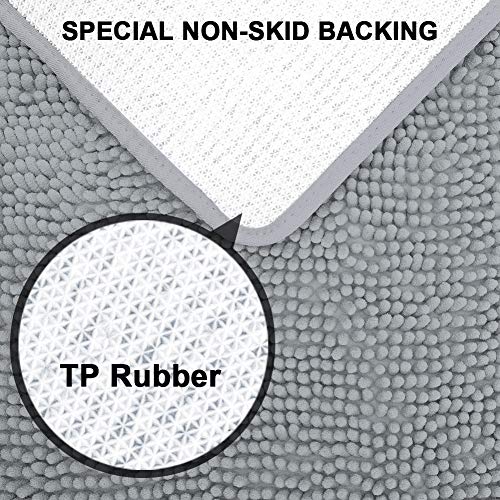 Secura Housewares Soft Microfiber Bathroom Rugs, 20 x 32 Inches Non Slip Bath Mat for Door, Bathroom & Kitchen - Water Absorbent, Machine Washable (Gray)