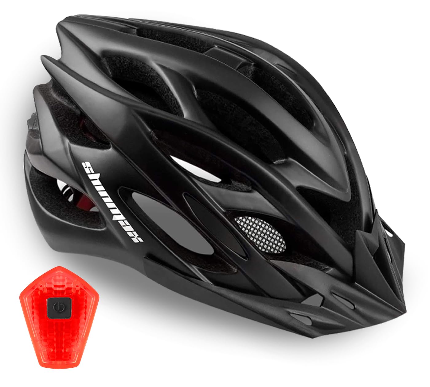 Shinmax Bicycle Helmet with Safety LED Light, CE Certified Bike Helmet Adjustable Mountain & Road Cycle Helmet for Men Women Adult Cycling Helmet with Detachable Visor Backpack Lightweight MTB Helmet — image 1