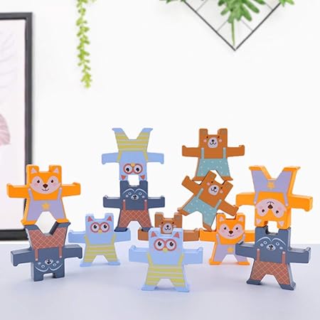 Amazon Pancy 知育玩具 おもちゃ バランスゲーム 積み木 ブロック 木製 2歳以上 女の子 子供 男の子 動物 熊型 ピラミッド 組み立て 誕生日プレゼント クリスマスプレゼント かわいい 大工さん おもちゃ