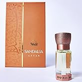 Dukhni Sandalia Attar Perfume Oil 6ml of Premium Sandalwood Oil, Authentic Sandalwood fragrance oil for Men & Women | Luxurious Islamic Gift | Alcohol-Free & Vegan