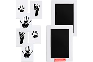 Matenf Large Inkless Baby Hand and Footprint Kit (2 Packs, 6″*4″), Ink Pad for Baby Hand and Footprints, Paw Print Stamp Pad for Dogs, Pet Paw Dog Nose Print Impression Kit, Touch Clean, Black