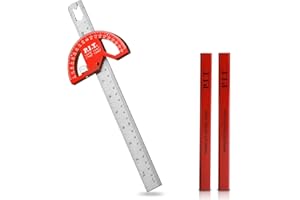P.I.T. Angle Finder Protractor 12 Inch/305mm, Aluminum Alloy Construction Protractors,Adjustable Angle Finder Ruler for Carpenters & Woodworking Hobbyists with 0-180 Degrees Measuring Tool