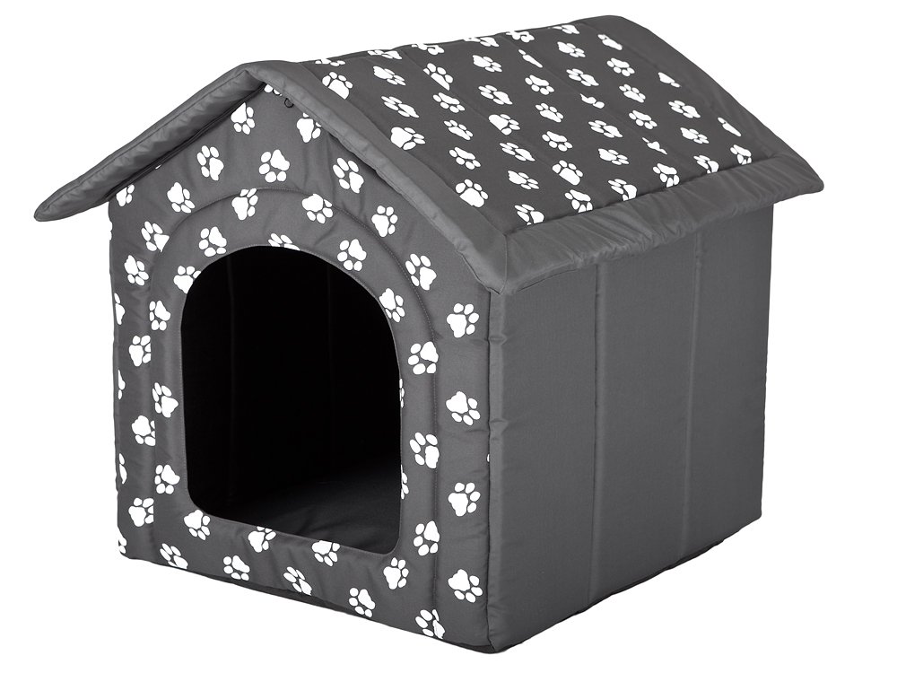 Hobbydog Dog House, Grey with Paws, L