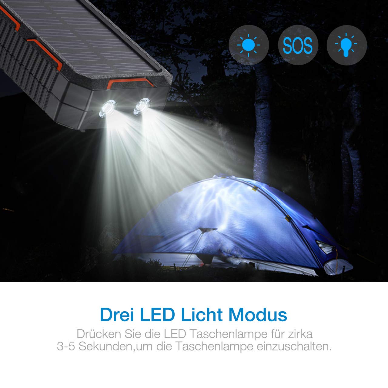 POWERADD Apollo 268000mAh Dual USB Tragbare Solar Ladegerät, Power Bank für iPhone und Handy