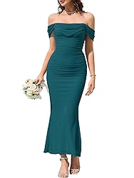 KUTUMAI Off The Shoulder Maxi Long Dress Corset