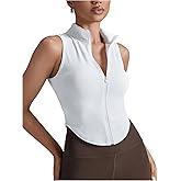 SweatyRocks Women's Sleeveless Zip Up Workout Crop Top Athletic Fitted Shirt Tanks Top