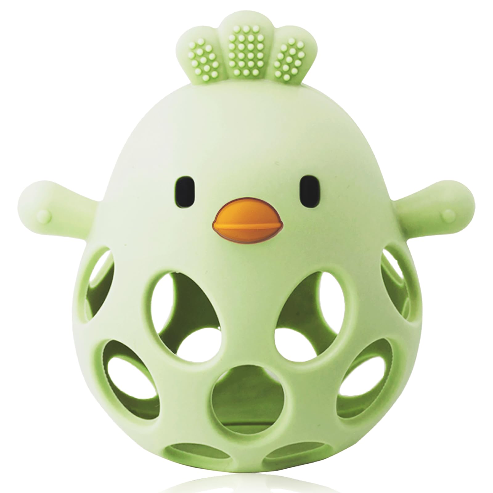 Photo 1 of Baby Teething Toy, Easy-to-Grasp Sensory Teether for Infants 3–12 Months, 100% Food-Grade Silicone, Teething Relief & Developmental, BPA Free (Olive)