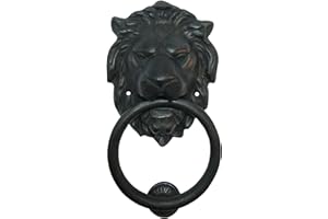 Anatolica Lions Head Door Knocker,7.1 inches,Solid Brass,Regency Period(Black Oxide)
