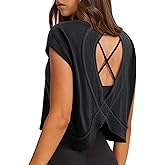 LASLULU Women's Athletic Open Back Short Sleeve T-Shirt