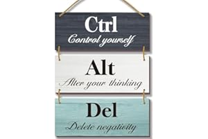 ONIZHITY 3Pcs Office Wall Decor Inspirational Office Decoration Rustic Farmhouse Office Decor Motivational Wall Decor Ctrl Alt Del Wooden Wall Sign for Home Living Room Bedroom Bathroom(Fresh 10X4")