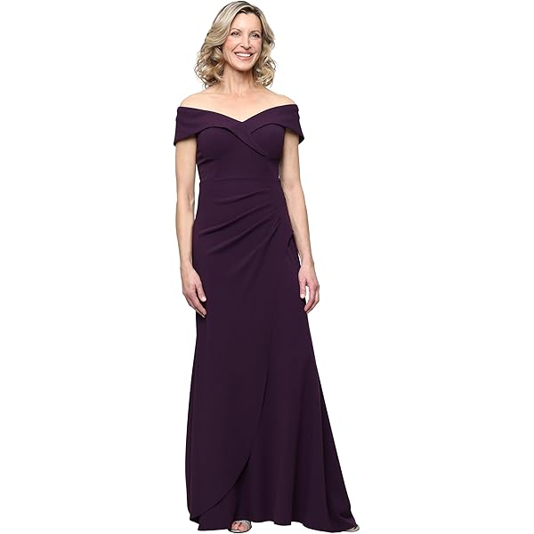 Amazon.com: Alex Evenings Women's Long Foldover Off The Shoulder Gown,  Formal Event, Mother of The Bride Dress, Black Copper Metallic, 4 :  Clothing, Shoes & Jewelry