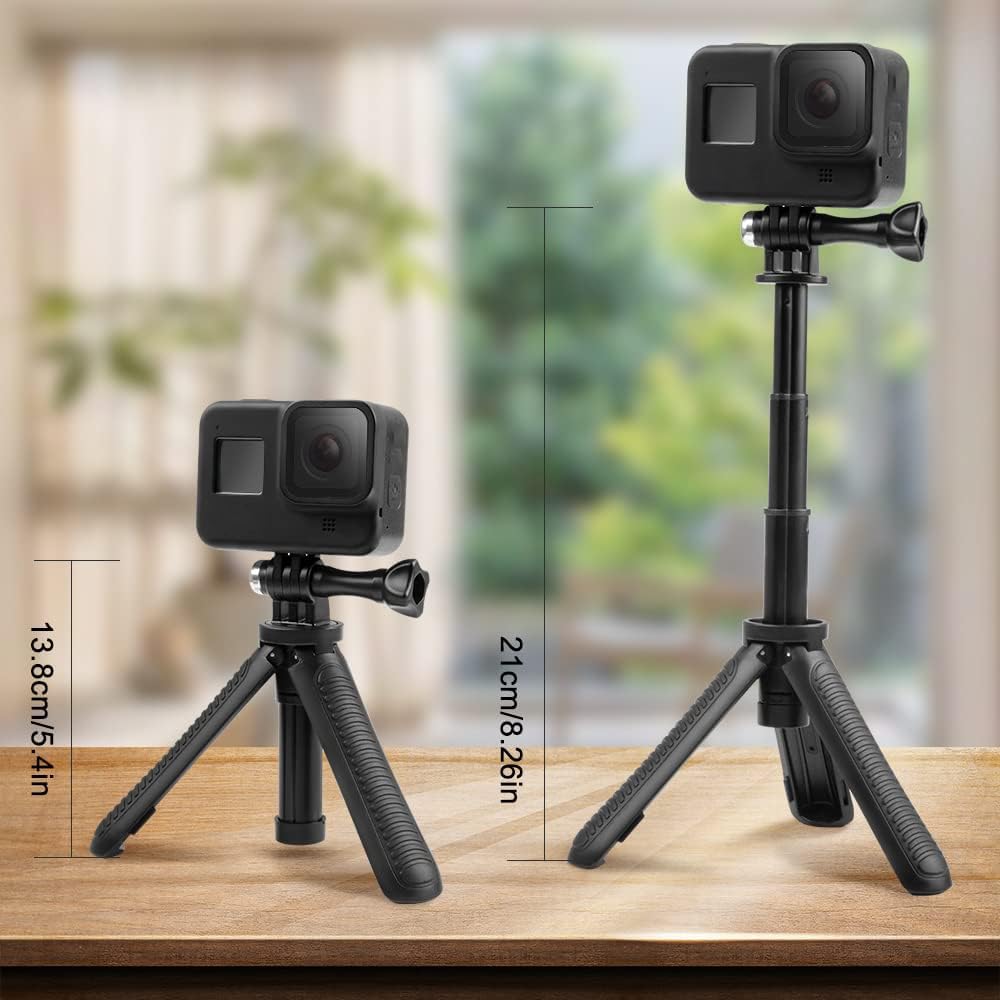 Taisioner Mini Pocket Selfie Stick Shorty Tripod Handle Grip Pole Three in One for GoPro AKASO Insta360 DJI Osmo Action Camera and Smart Phone Kid Adult Available Accessories Black