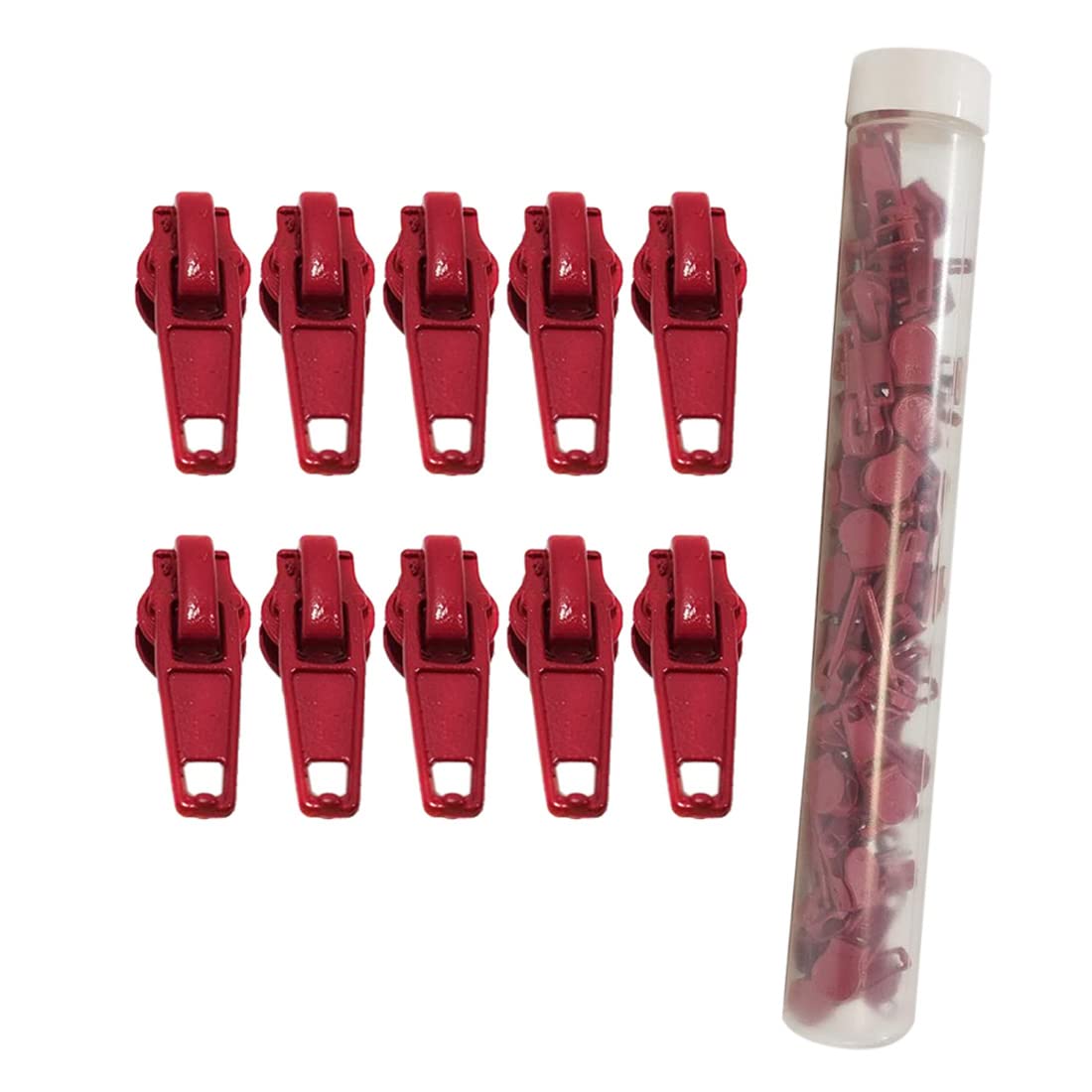 132 Automatic Metal Zipper Sliders for Nylon Zipper, 3 Zipper Slider, Zipper Puller to Repair or Mount a Zipper, Red Sliders, (#3, 148)