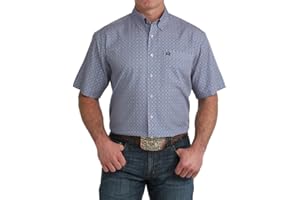 Cinch Men's Purple and Blue Geo Squares Short Sleeve Shirt MTW1704161
