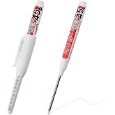 NORXUAZE 2pcs white Long Nib Deep Hole Marker Pen - 45mm Extra-Length Tip for Precise Marking, Refillable Water-Resistant Construction Marker, Heavy-Duty Carpenter Pen for Woodworking &amp; Plumbing