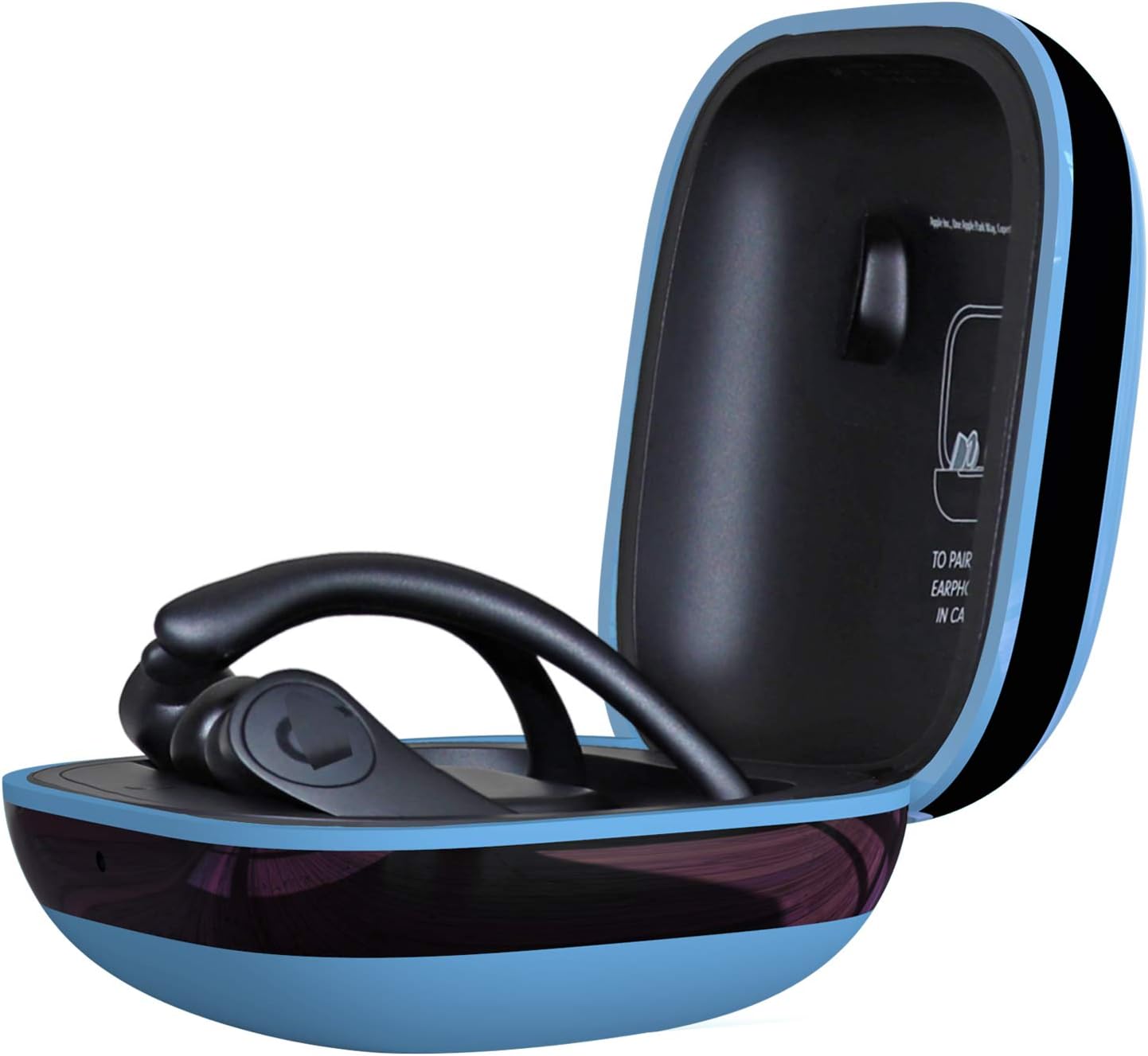 Coffea Protective Silicone Case for Beats Powerbeats Pro 2019 (Black Edge, Sky Blue)