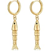 RAUCHBE Gold Fish Hoop Earrings for Women Summer Beach Earrings Vacation Jewelry for Tropical
