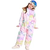 Bluemagic Big Kid's One Piece Snowsuits Ski Suits Waterproof Overalls Jackets Snowboarding,Water Color,160cm