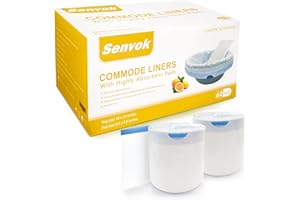 Senvok Commode Liners with Highly Absorbent Pads - [Lemon Scent Pack of 60] - Medical Grade - Universal Fit - Leak-Proof - Bedside Commode Liners and Pads Disposable, Toilet Liners Disposable Adult