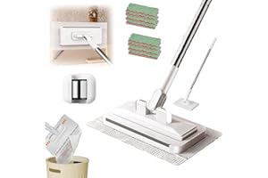 Hands Free Multi Purpose Flat Mop, 360° Swivel Head Lazy Cleaning Mop with Long Handle, Reusable Cloth Clip Mopsfor Floors, W